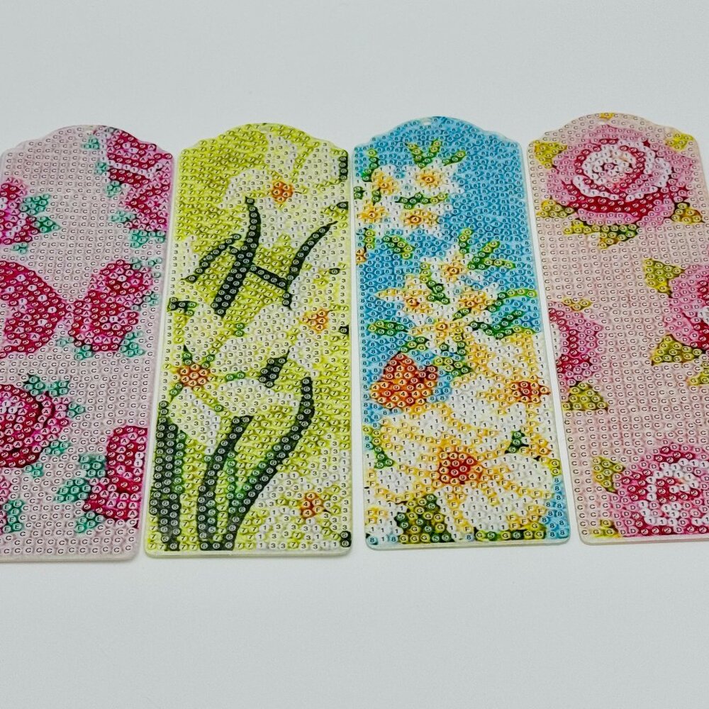 4 Butterfly & Flower DIY Kit Diamond Art With Tassels Bookmarks - Bundle -